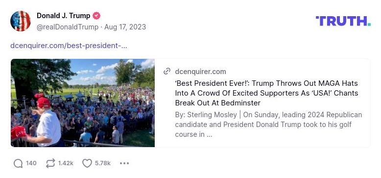 Post image from Donald Trump