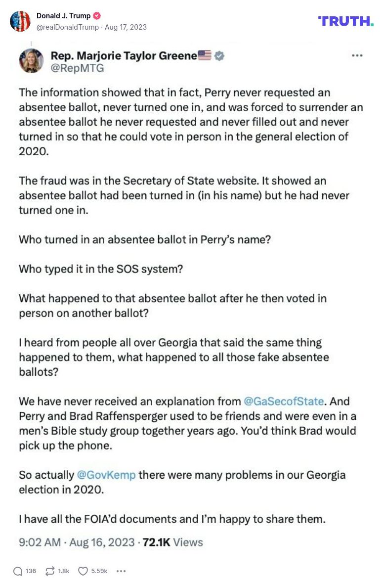 Post image from Donald Trump