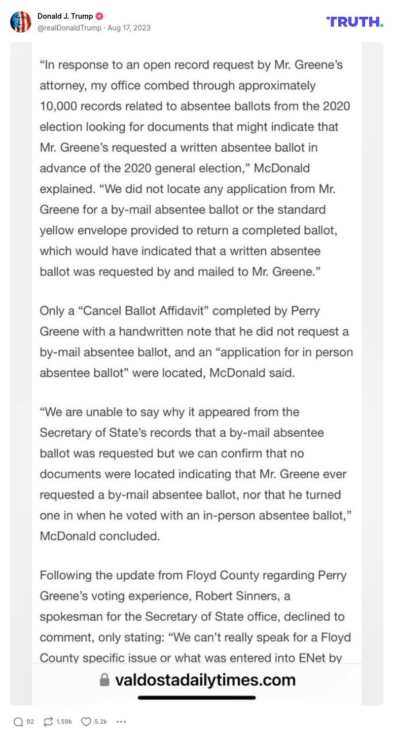 Post image from Donald Trump