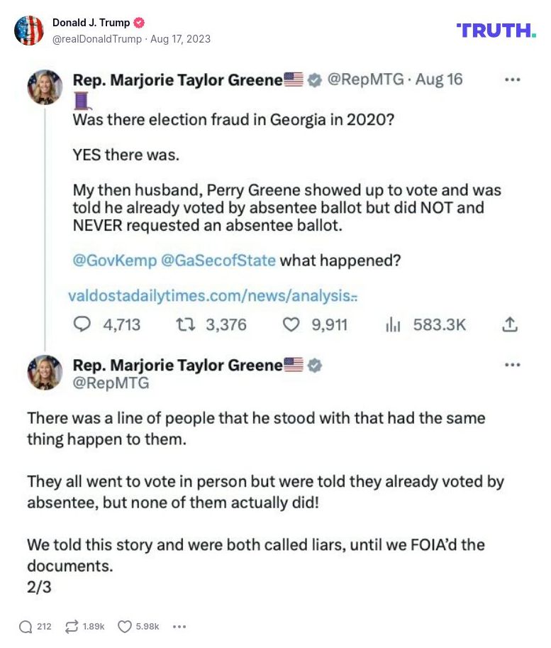 Post image from Donald Trump