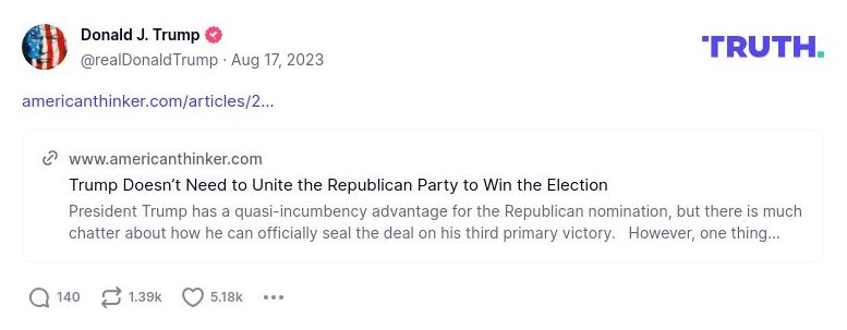 Post image from Donald Trump