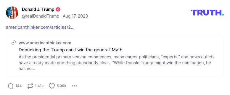 Post image from Donald Trump