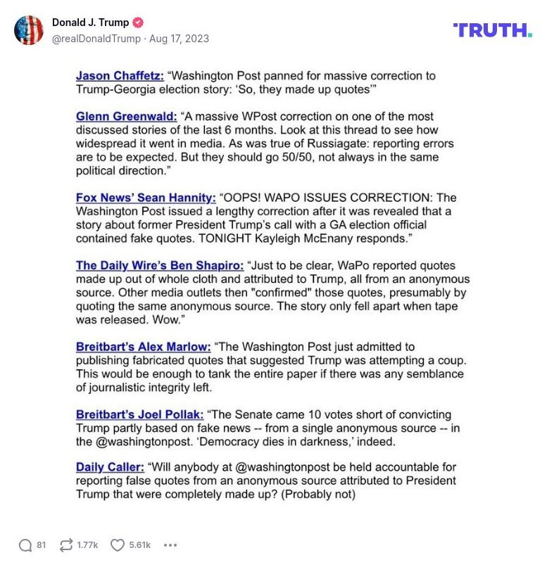 Post image from Donald Trump