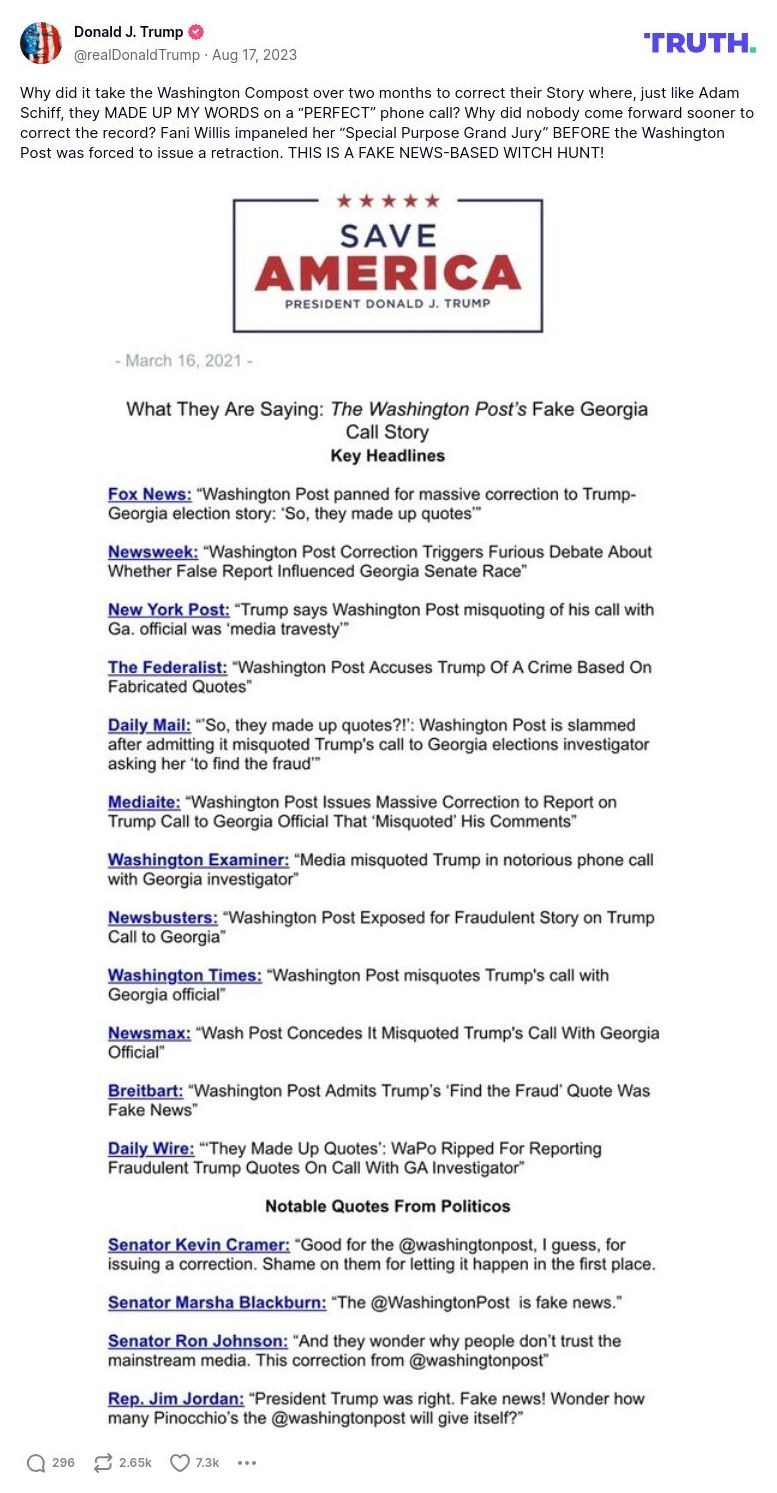 Post image from Donald Trump