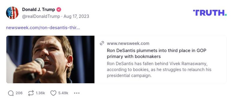 Post image from Donald Trump