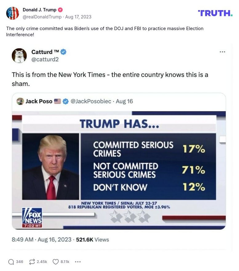 Post image from Donald Trump