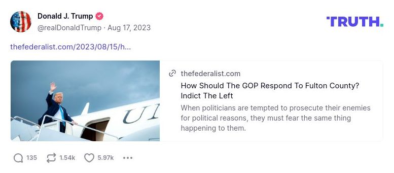 Post image from Donald Trump