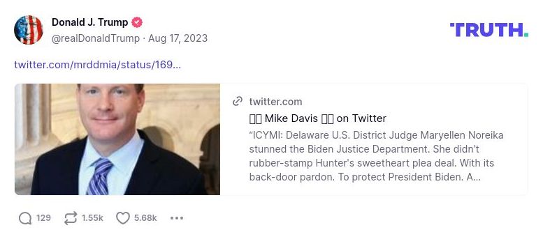 Post image from Donald Trump