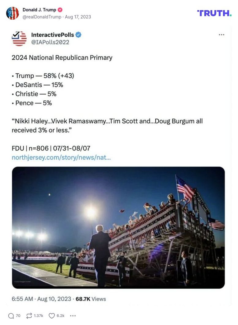 Post image from Donald Trump