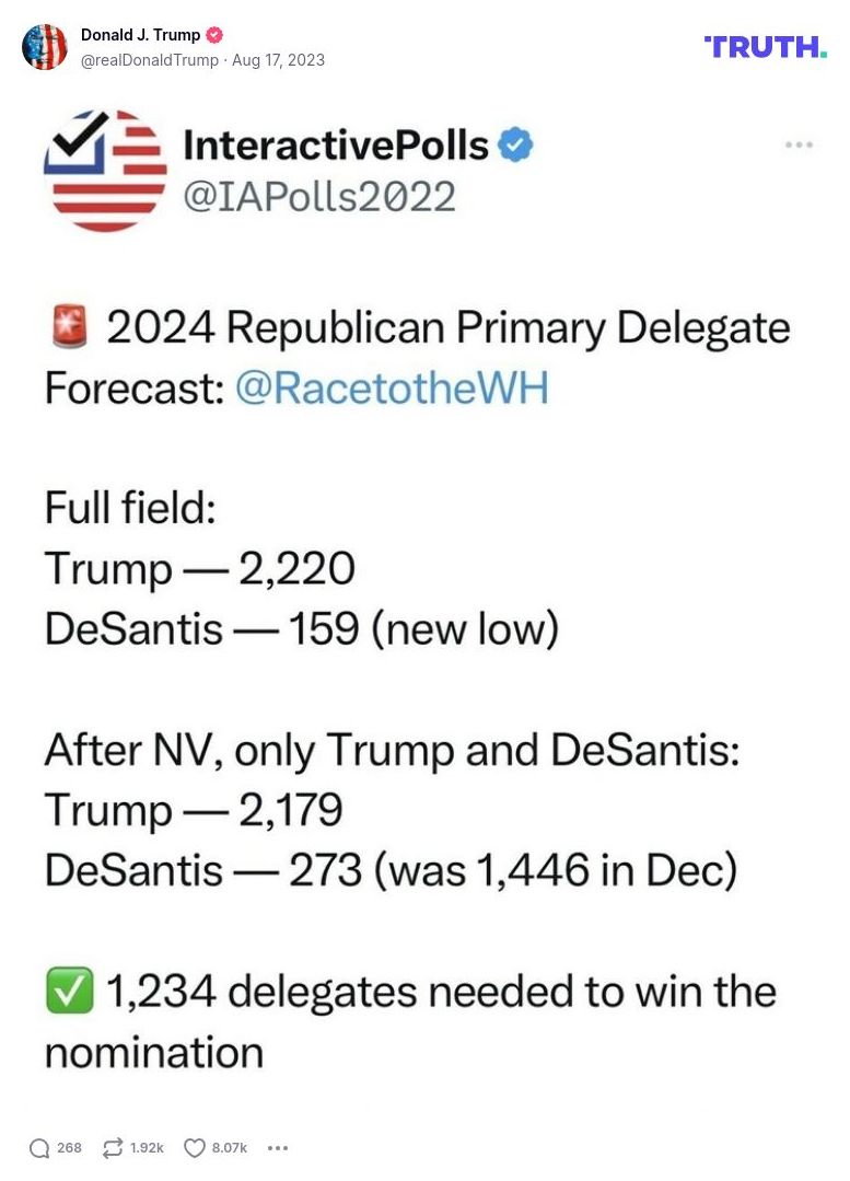 Post image from Donald Trump