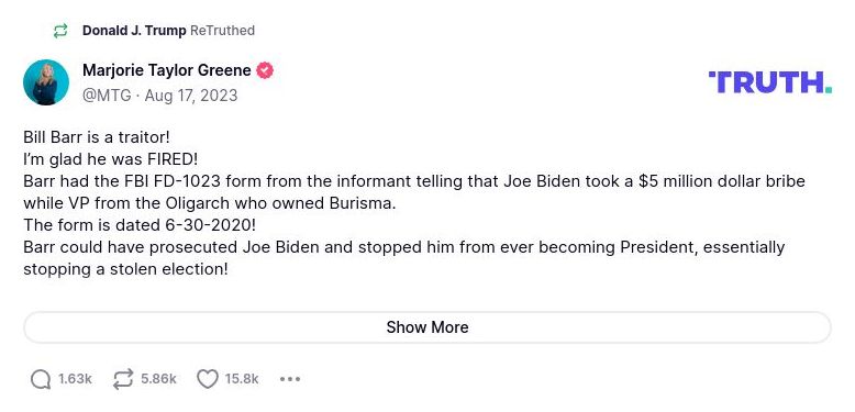 Post image from Donald Trump