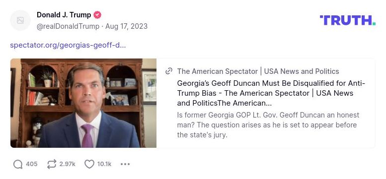 Post image from Donald Trump