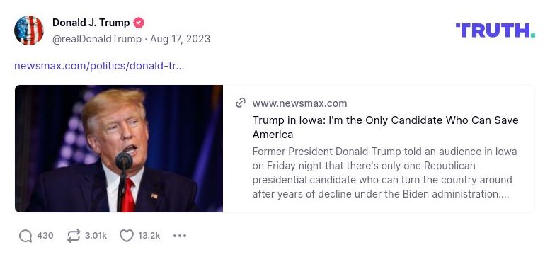 Post image from Donald Trump