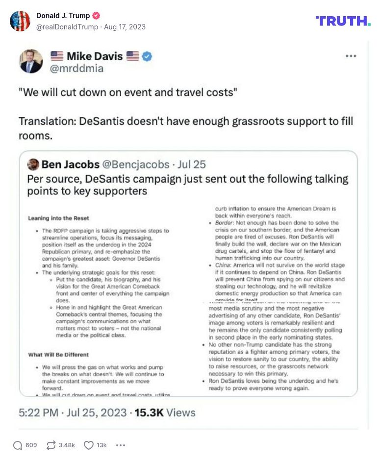 Post image from Donald Trump