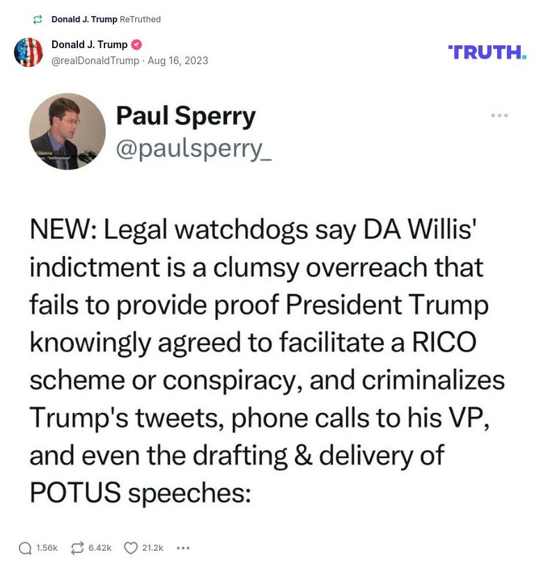 Post image from Donald Trump