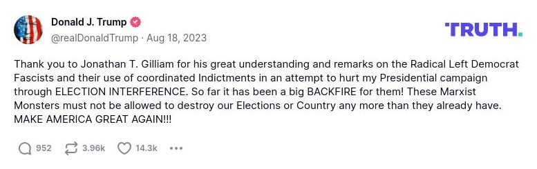 Post image from Donald Trump