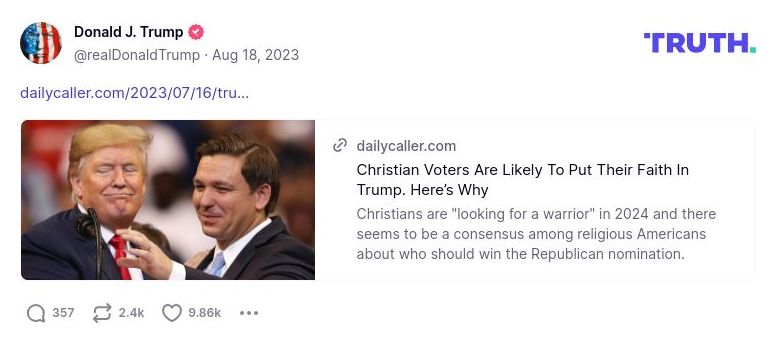 Post image from Donald Trump