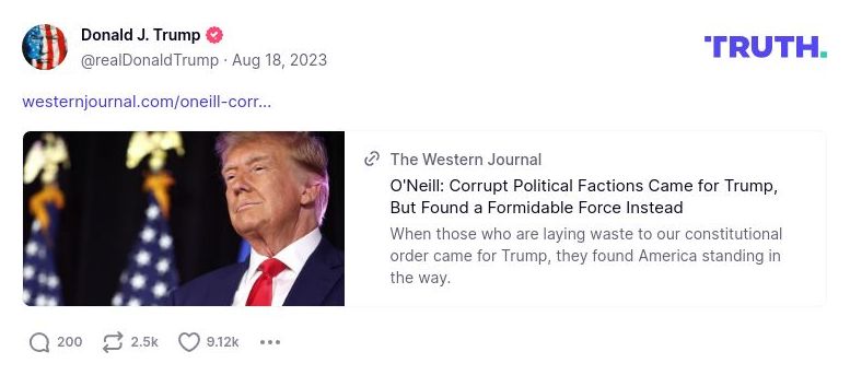 Post image from Donald Trump