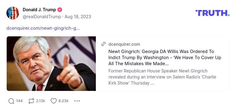 Post image from Donald Trump