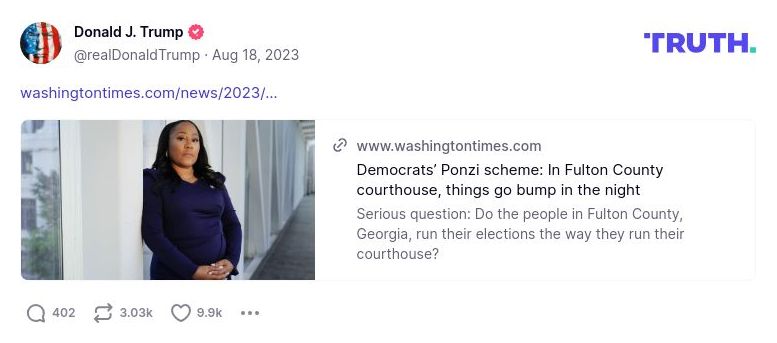 Post image from Donald Trump