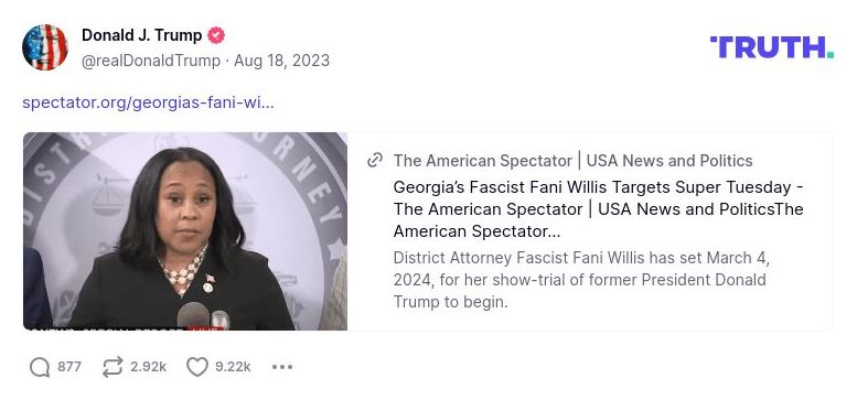 Post image from Donald Trump