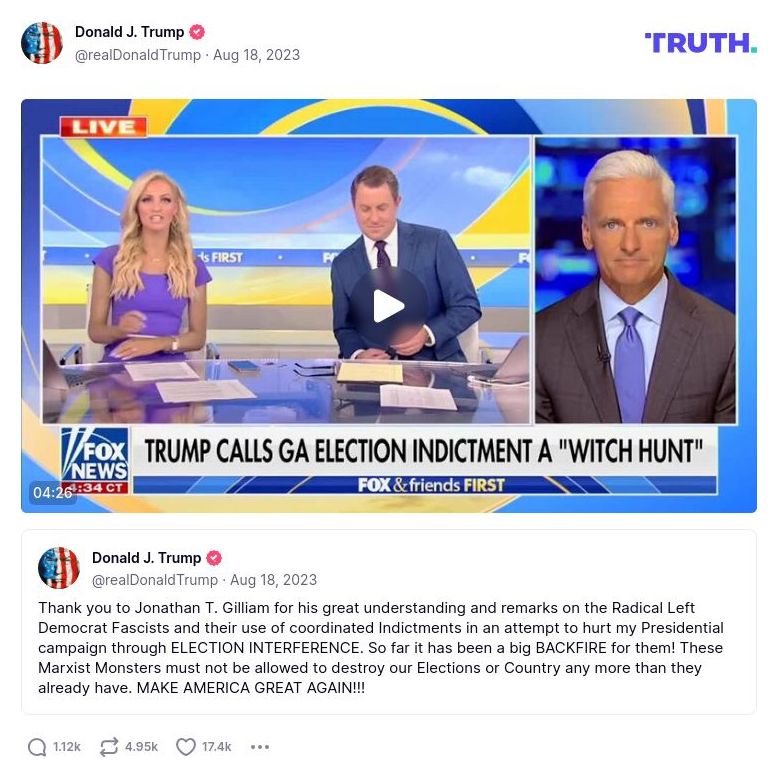 Post image from Donald Trump