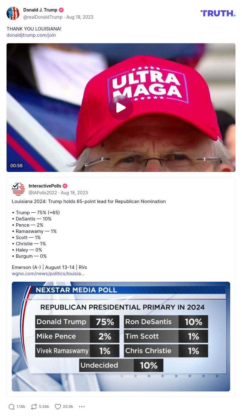 Post image from Donald Trump