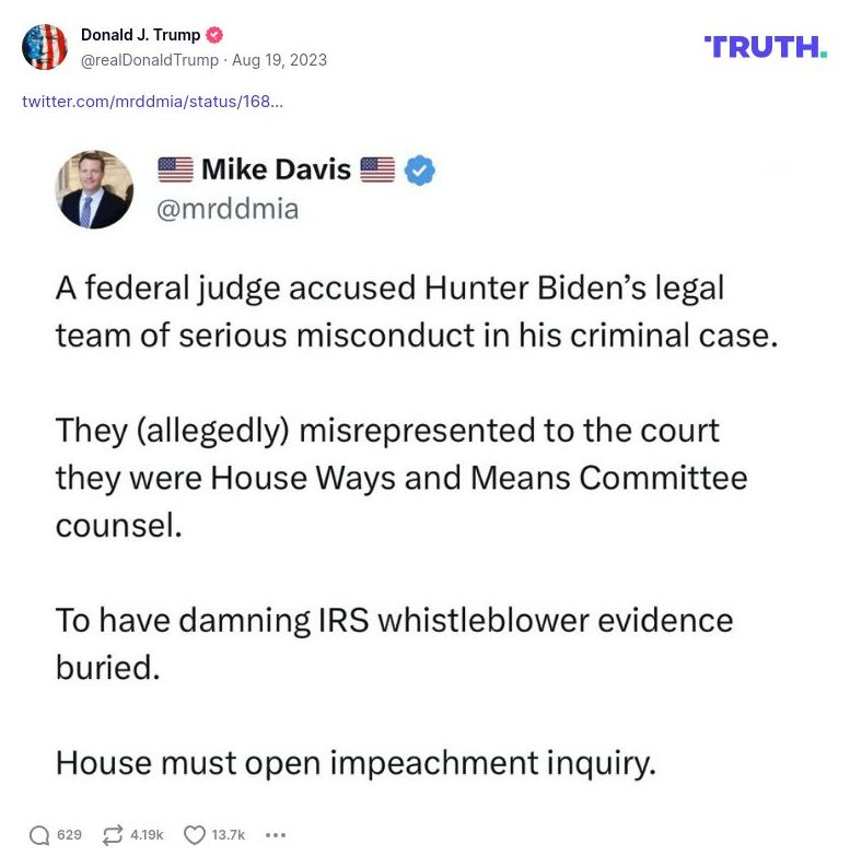 Post image from Donald Trump