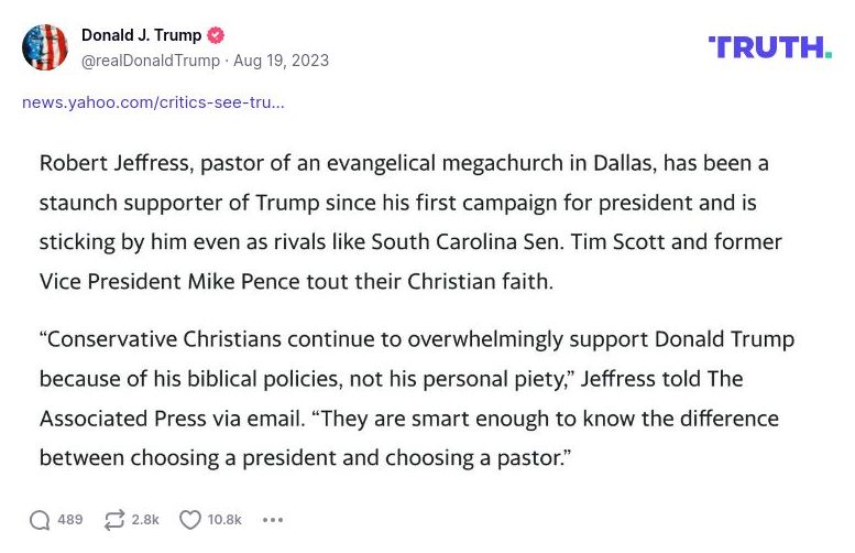 Post image from Donald Trump