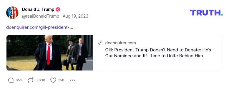 Post image from Donald Trump