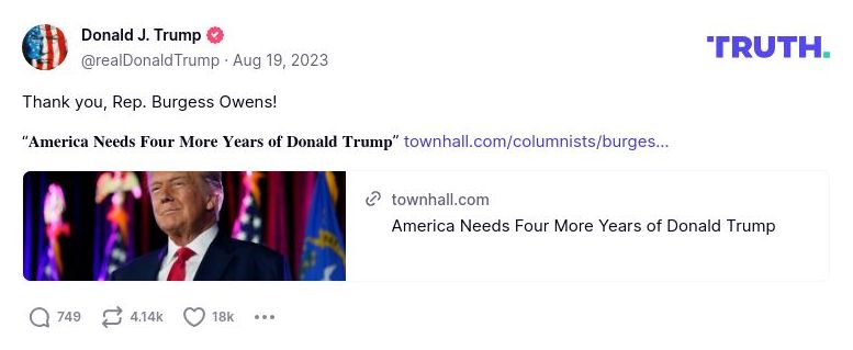 Post image from Donald Trump