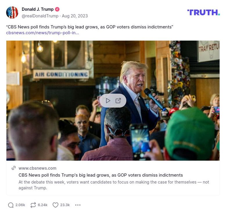 Post image from Donald Trump