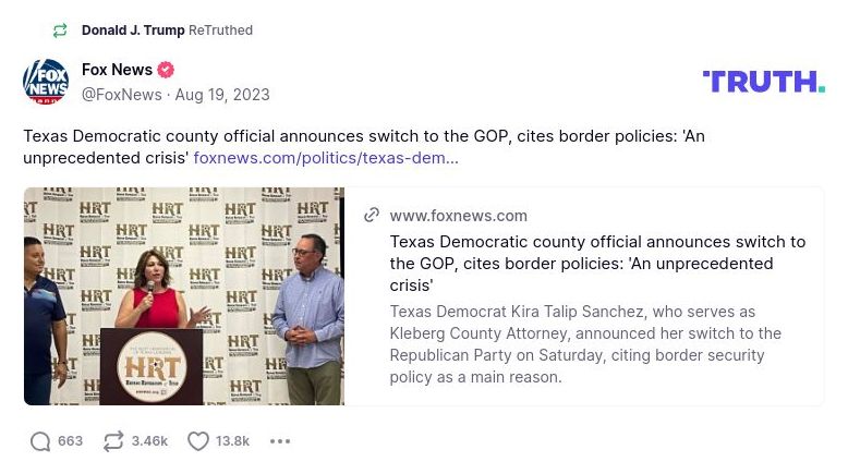 Post image from Donald Trump