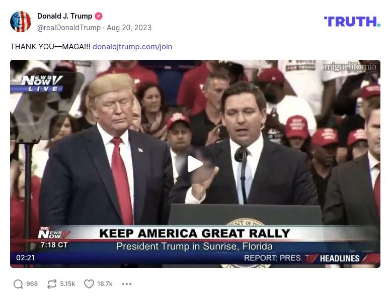 Post image from Donald Trump