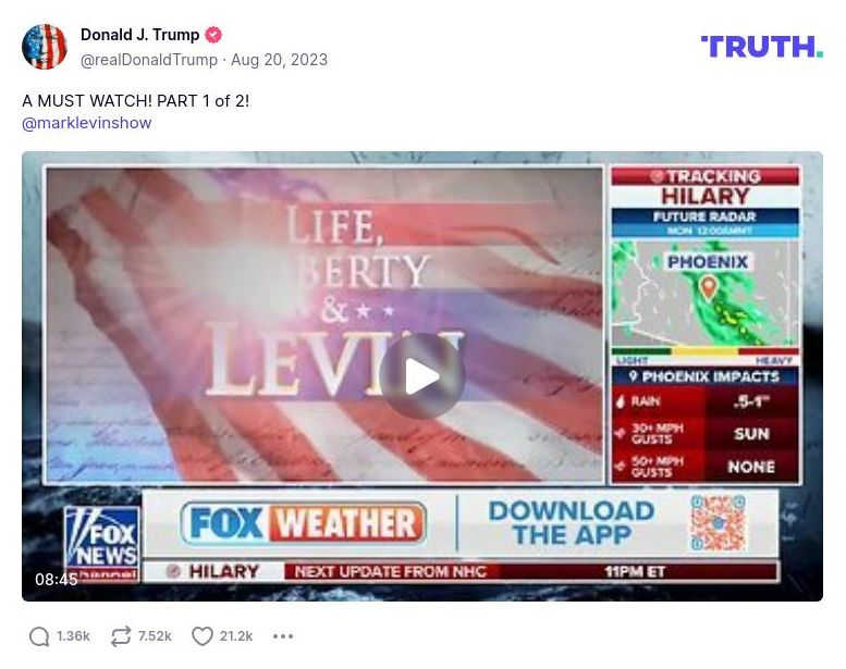 Post image from Donald Trump