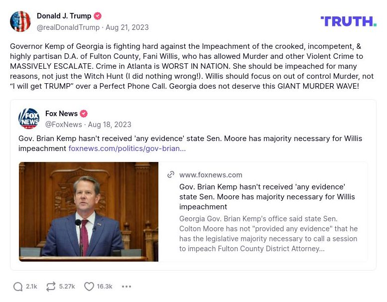 Post image from Donald Trump