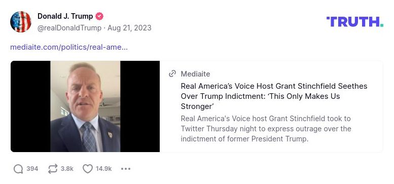 Post image from Donald Trump