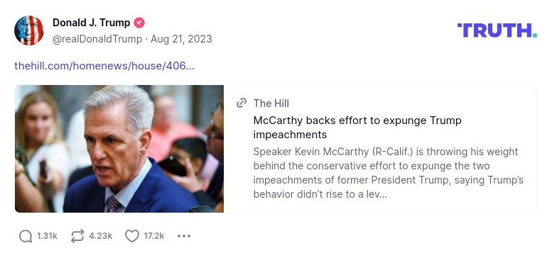 Post image from Donald Trump