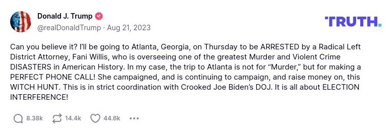 Post image from Donald Trump