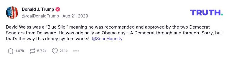 Post image from Donald Trump