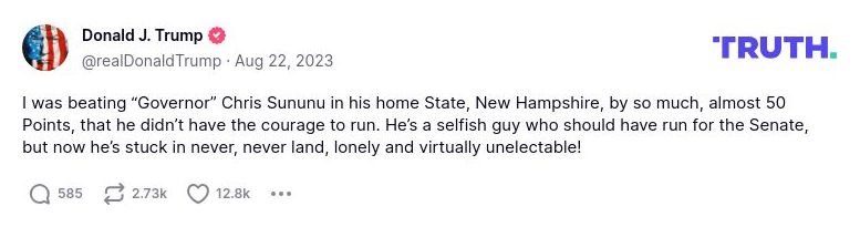 Post image from Donald Trump