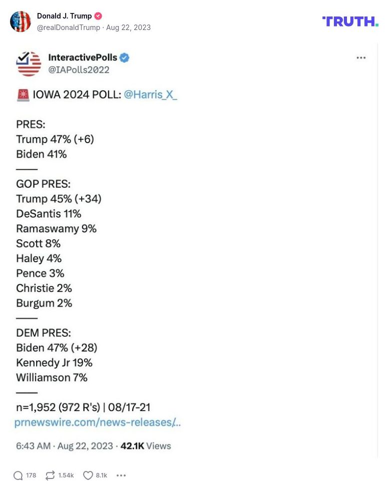 Post image from Donald Trump