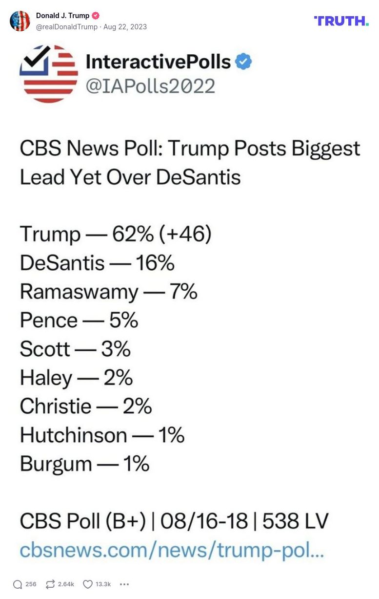 Post image from Donald Trump