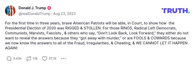 Post image from Donald Trump