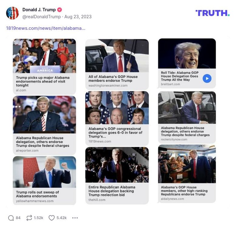 Post image from Donald Trump