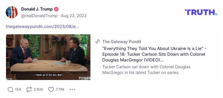 Post preview from Donald Trump