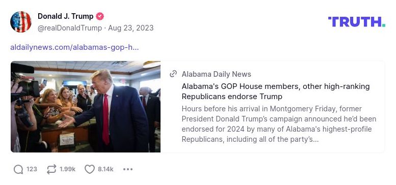 Post image from Donald Trump