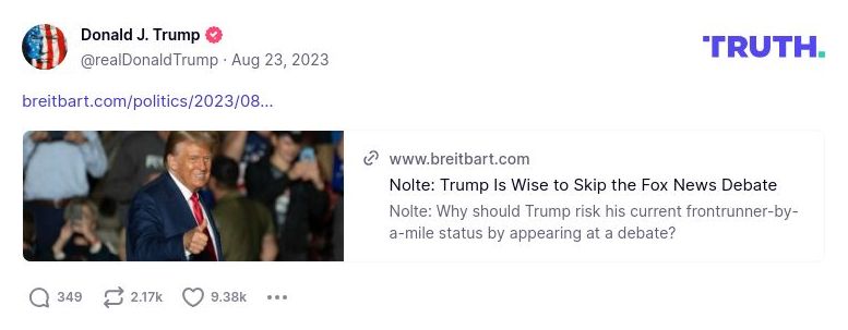 Post image from Donald Trump