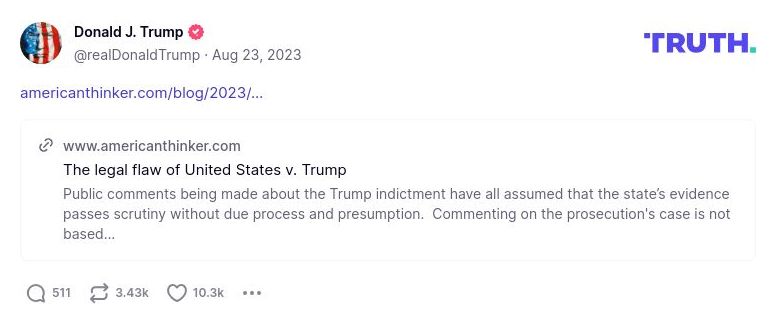 Post image from Donald Trump