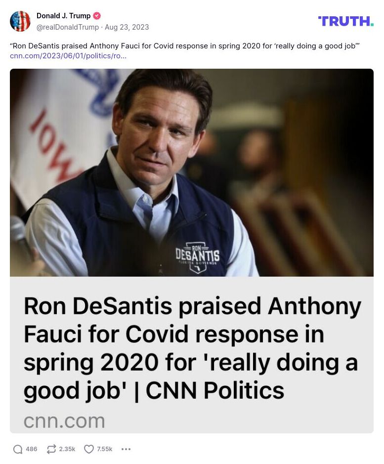 Post preview from Donald Trump